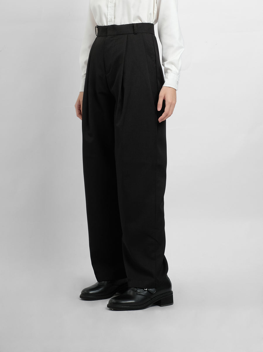 BASE MARK>Notched Wool Pants - BLACK - パンツ