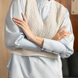 Chevron Knit Vest | Broken White