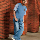THENBLANK X UI - Color Block Anytime Short Tee | Steel Blue