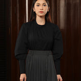 Cotton Ruffle Blouse | Black