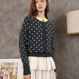 Lounge Viscose Cardigan | Grey Butter Dots