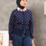 Lounge Viscose Cardigan | Navy Pink Dots