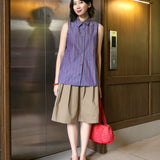 Sleeveless Shirt | Marine Red Stripe