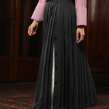 Slit Pleats Skirt | Dark Grey