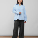 V-Neck Collar Shirt | Sky Blue
