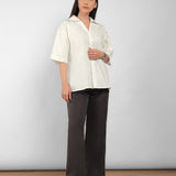 V-Neck Short Shirt | Broken White